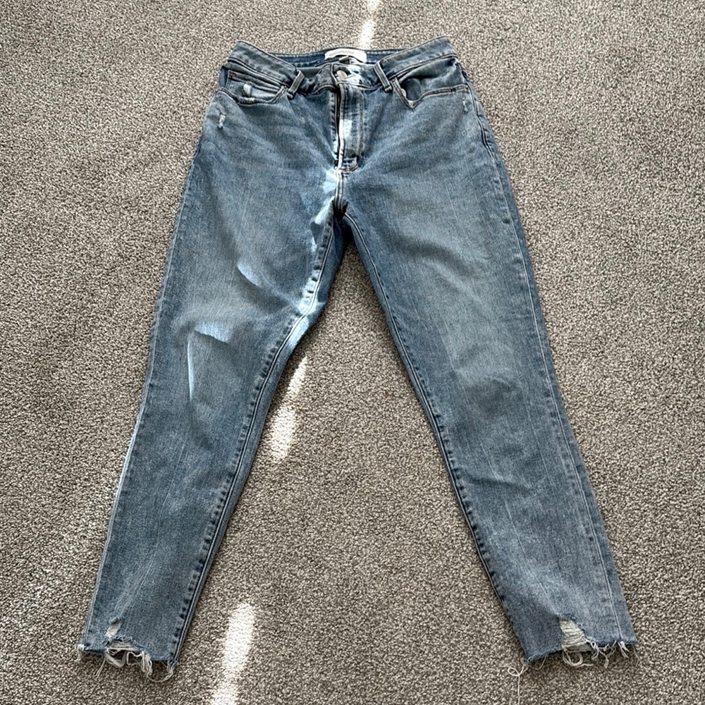 Abercrombie & Fitch Blue Ankle Cropped Jeans Distressed